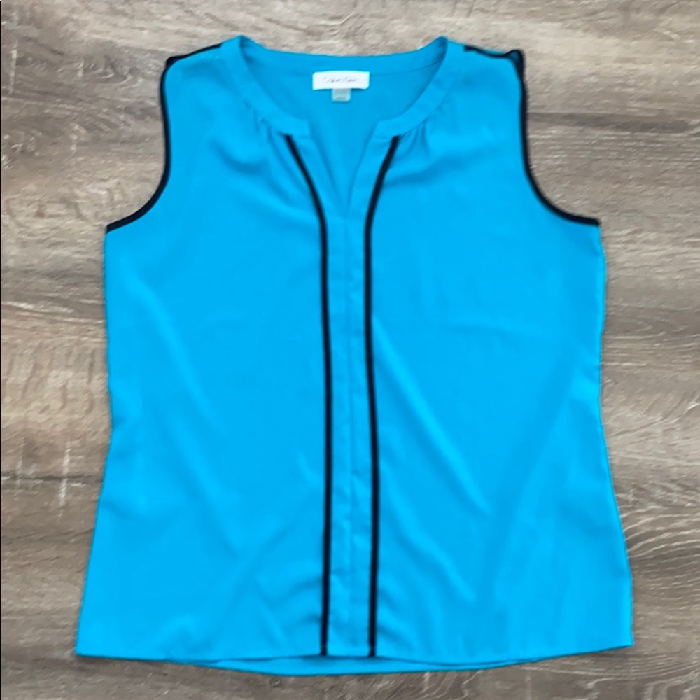 Blue and black blouse